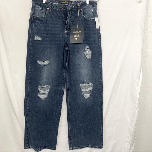 Indigo Rein Size 13/30 Skater High Rise Flare Leg Slouchy Distressed Jeans NWT - Picture 1 of 8